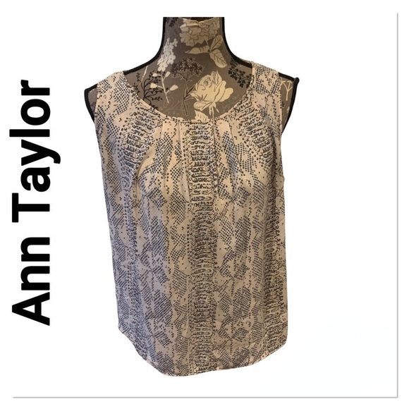 ANN TAYLOR PETITE Light Pink Snake Print Sleeveless Blouse size large petite - Picture 1 of 7